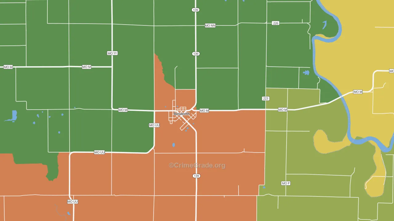 Bosworth, MO Map of Theft Rates
