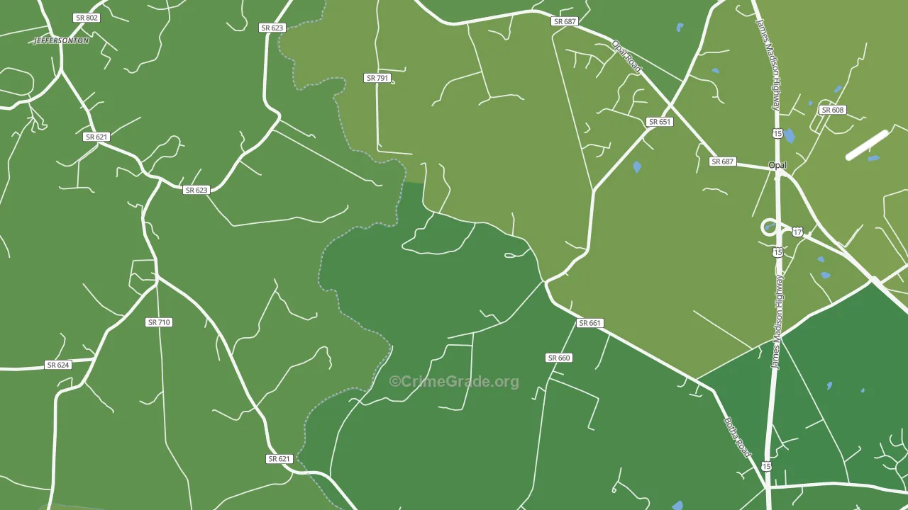Botha, VA Map of Theft Rates