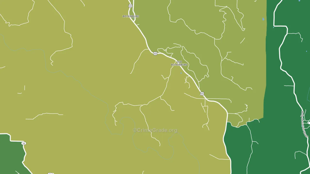 Botkinburg, AR Map of Theft Rates