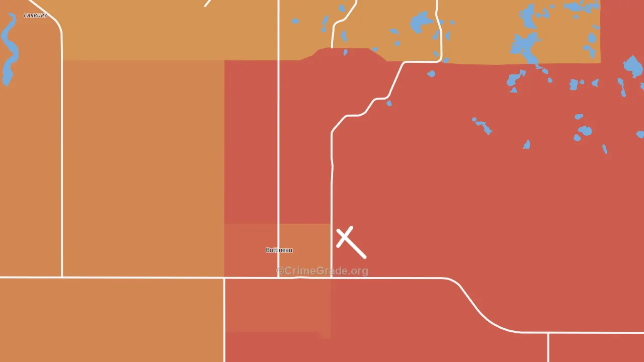 Bottineau, ND Map of Theft Rates