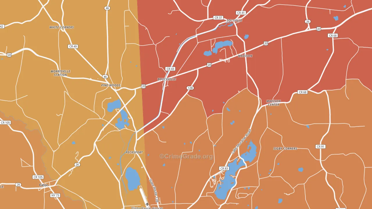 Bouckville, NY Map of Theft Rates