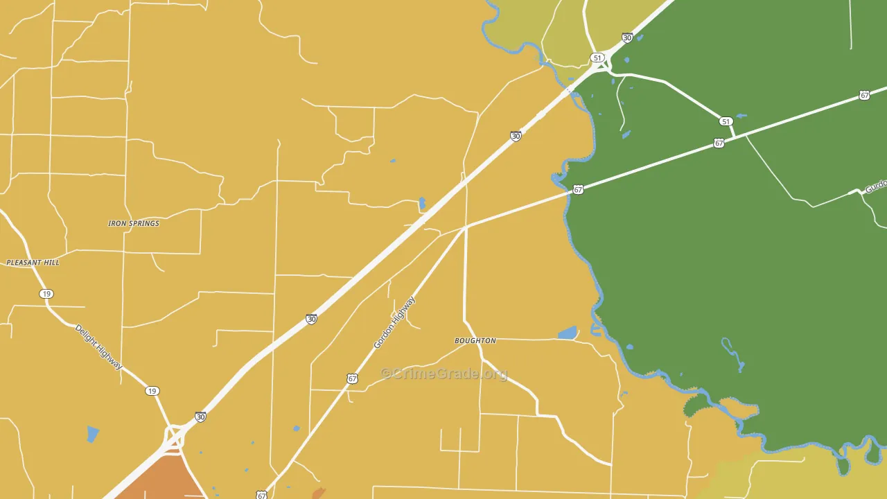 Boughton, AR Map of Theft Rates