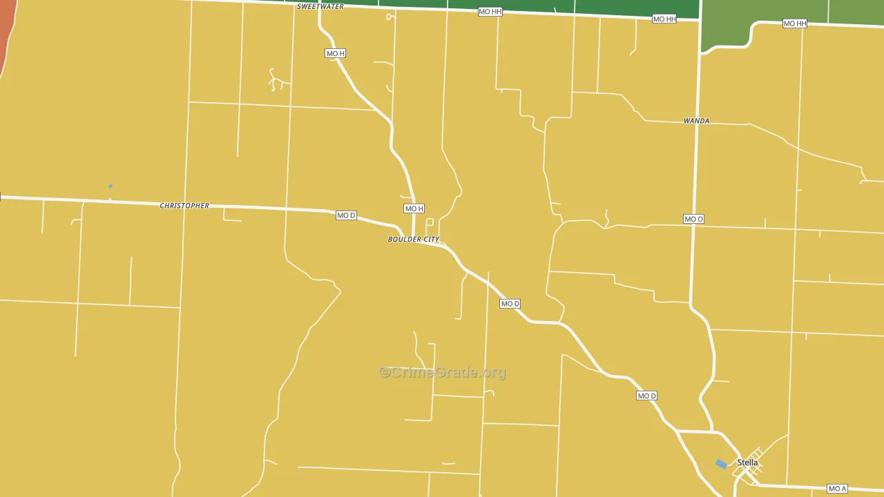 Boulder City, MO Map of Theft Rates