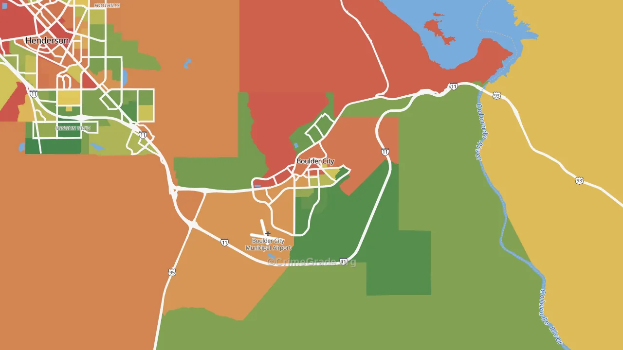 Boulder City, NV Map of Theft Rates