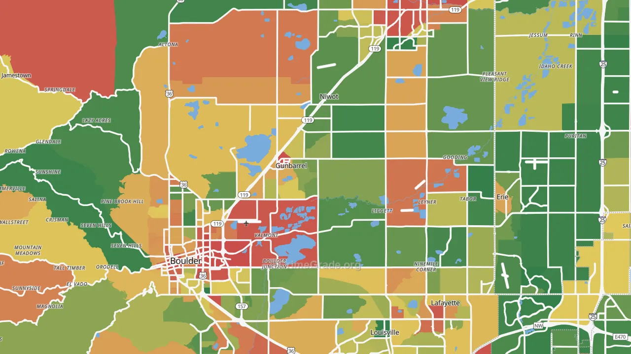 Boulder County, CO Map of Theft Rates