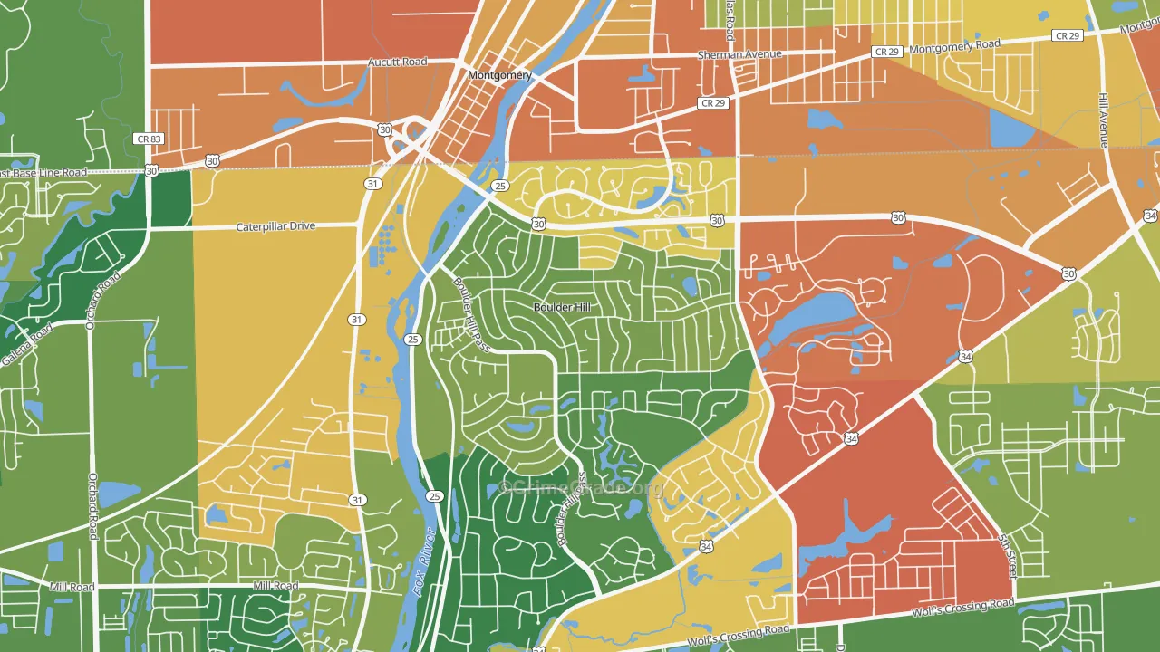 Boulder Hill, IL Map of Theft Rates