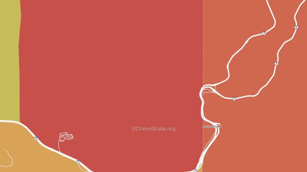 Boulder Park, CA Map of Theft Rates