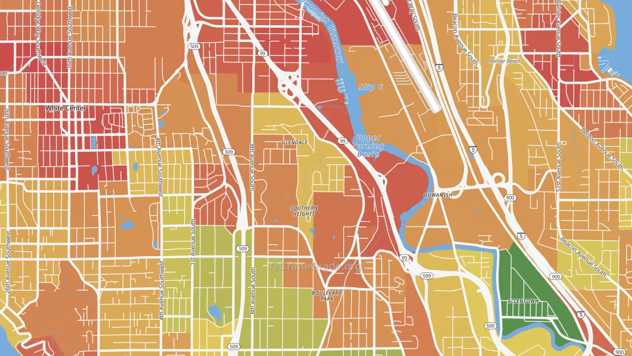 Boulevard Park, WA Map of Theft Rates