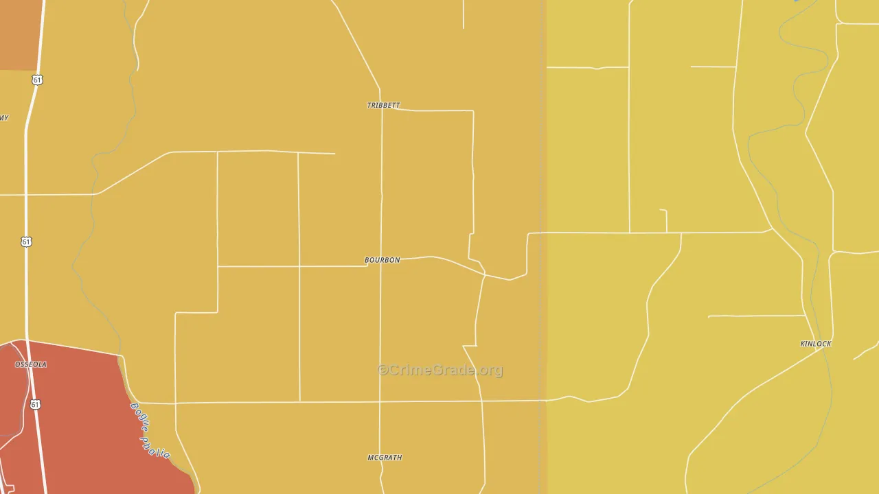 Bourbon, MS Map of Theft Rates