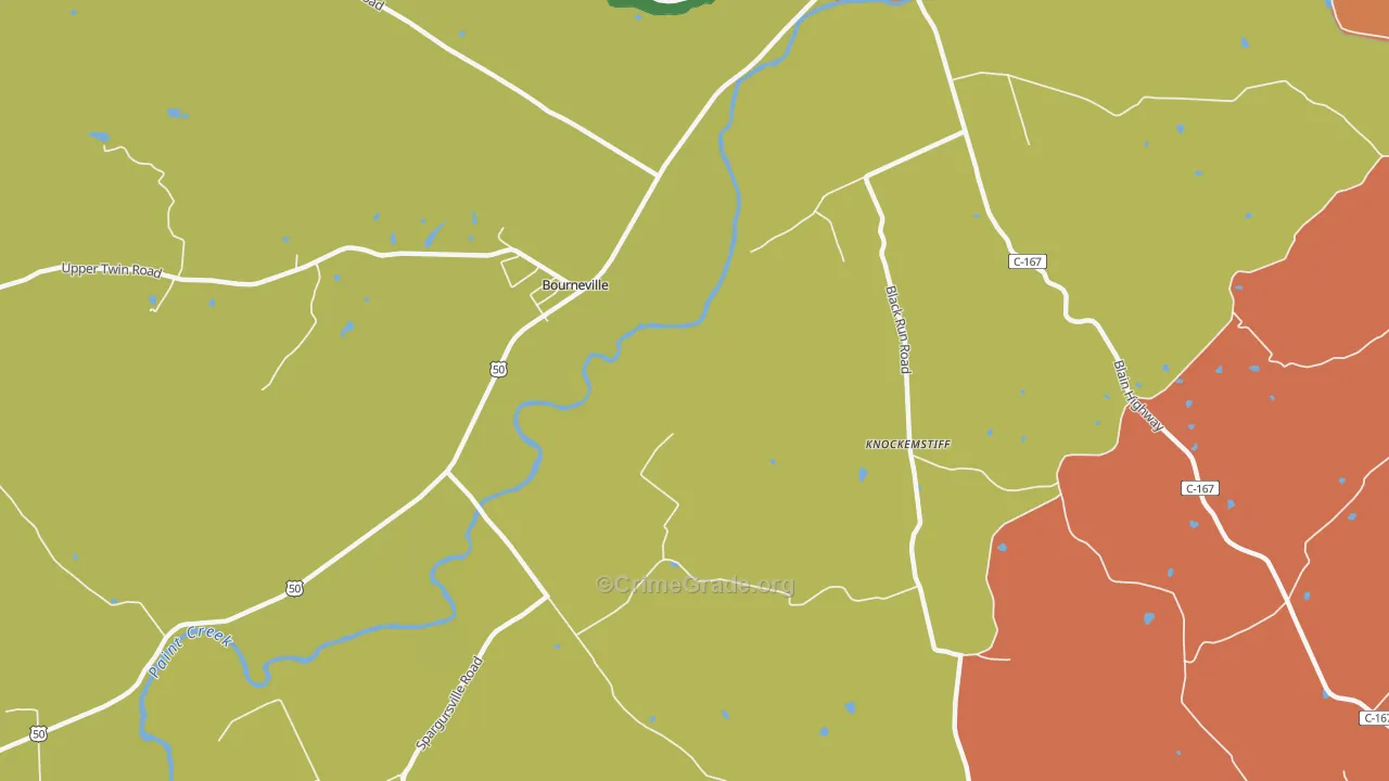 Bourneville, OH Map of Theft Rates