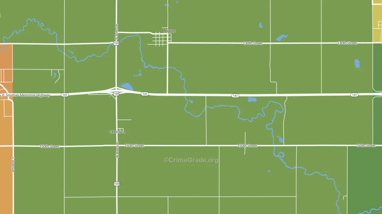Bouton, IA Map of Theft Rates