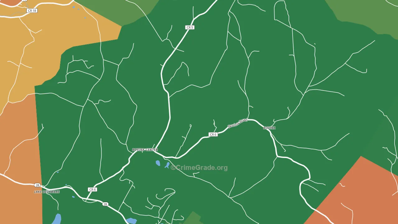 Bovina Center, NY Map of Theft Rates