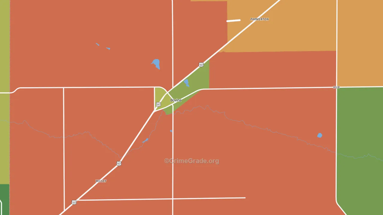 Bovina, TX Map of Theft Rates
