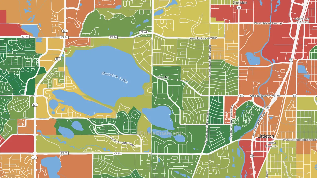Bow Mar, CO Map of Theft Rates
