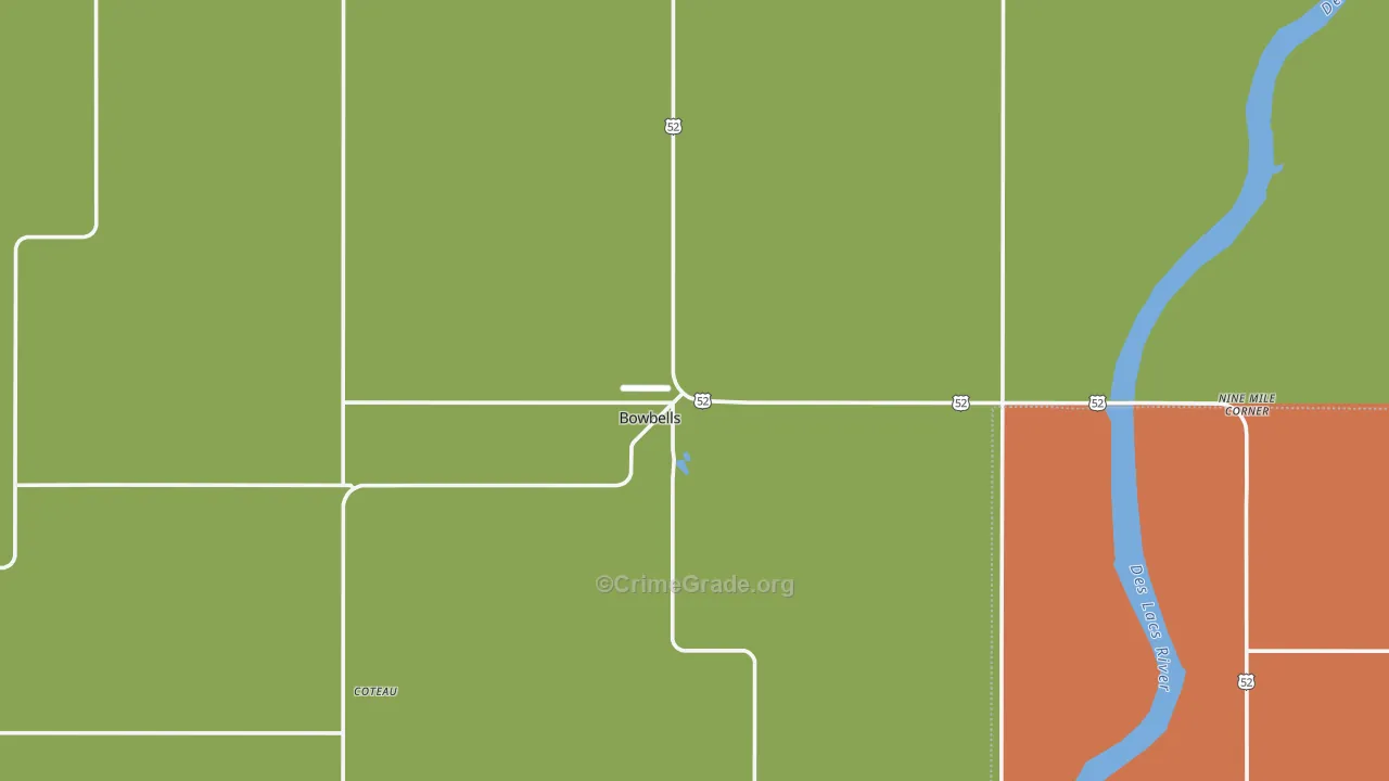 Bowbells, ND Map of Theft Rates