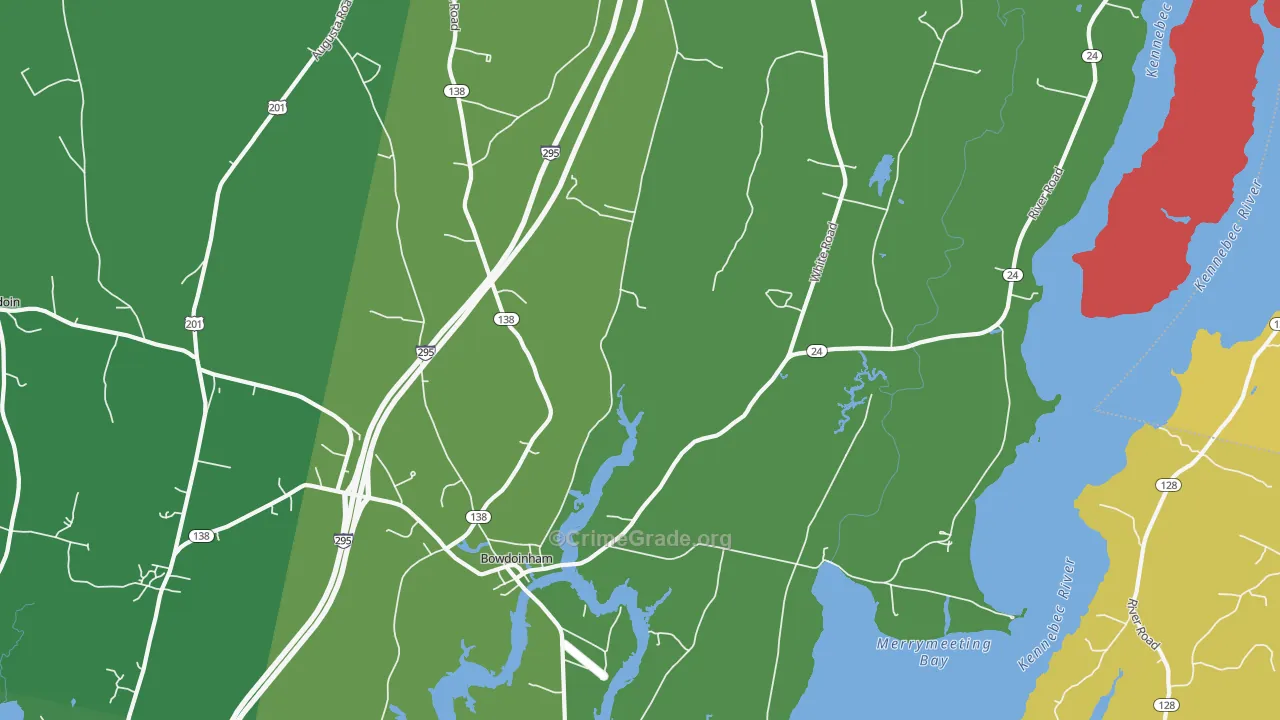 Bowdoinham, ME Map of Theft Rates