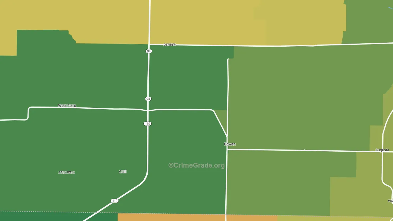 Bowen, IL Map of Theft Rates