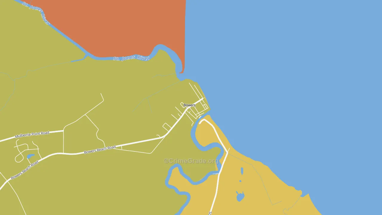 Bowers, DE Map of Theft Rates
