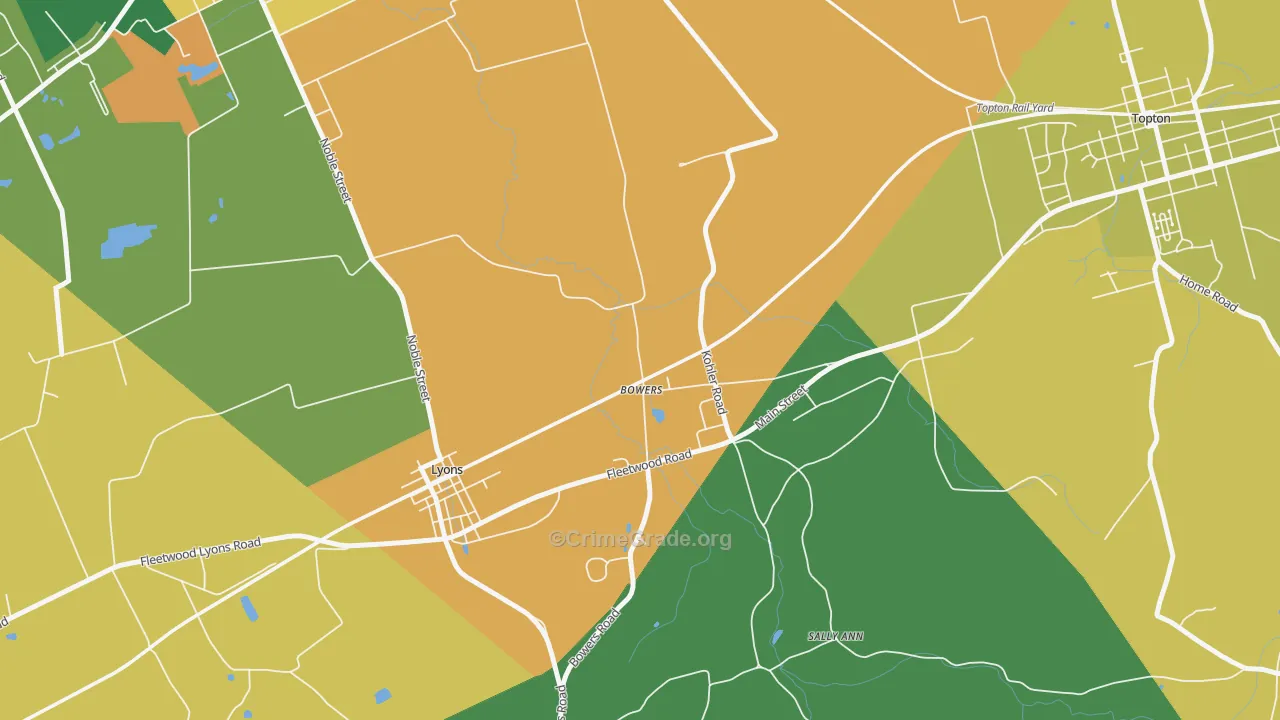 Bowers, PA Map of Theft Rates