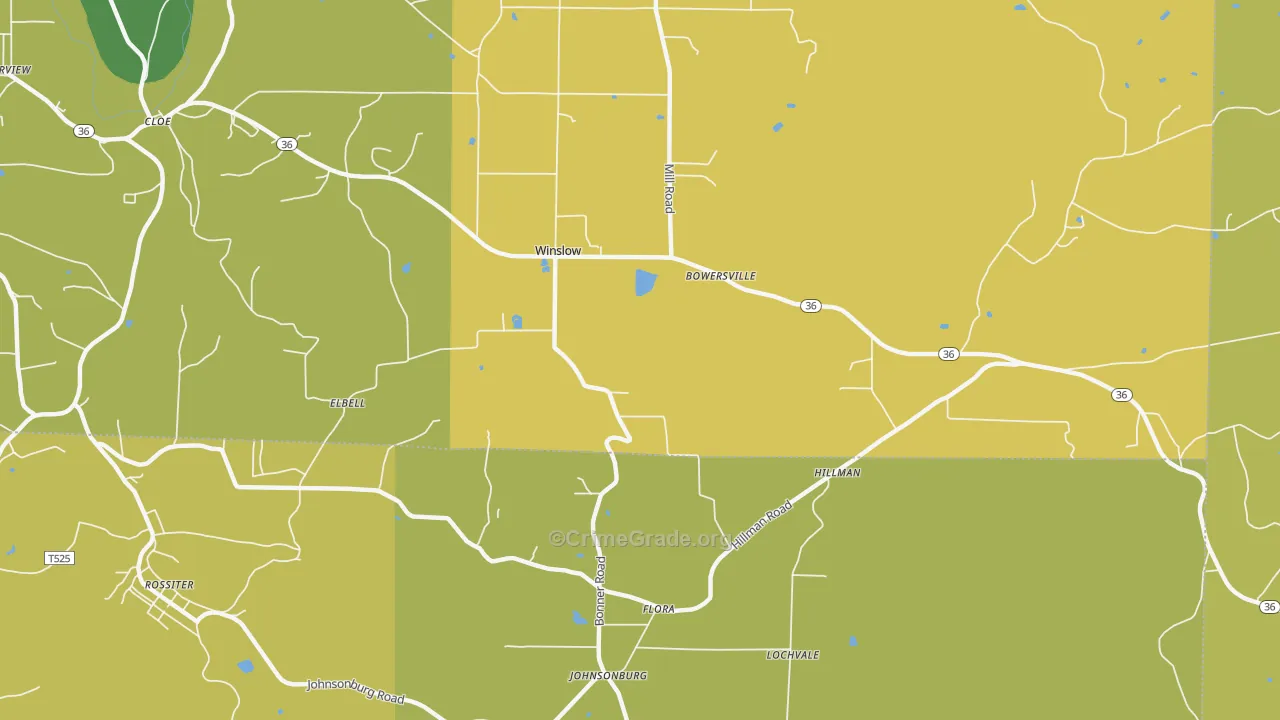 Bowersville, PA Map of Theft Rates