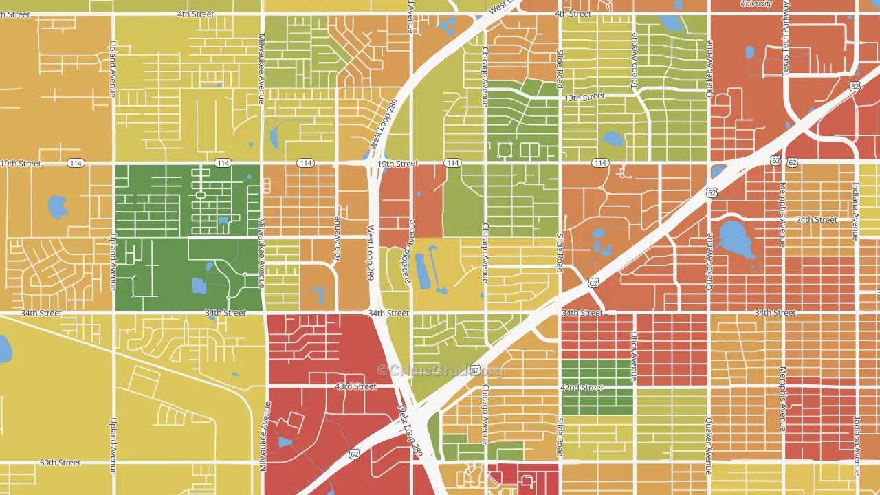Bowie, Lubbock, TX Map of Theft Rates