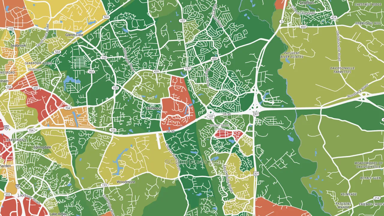 Bowie, MD Map of Theft Rates