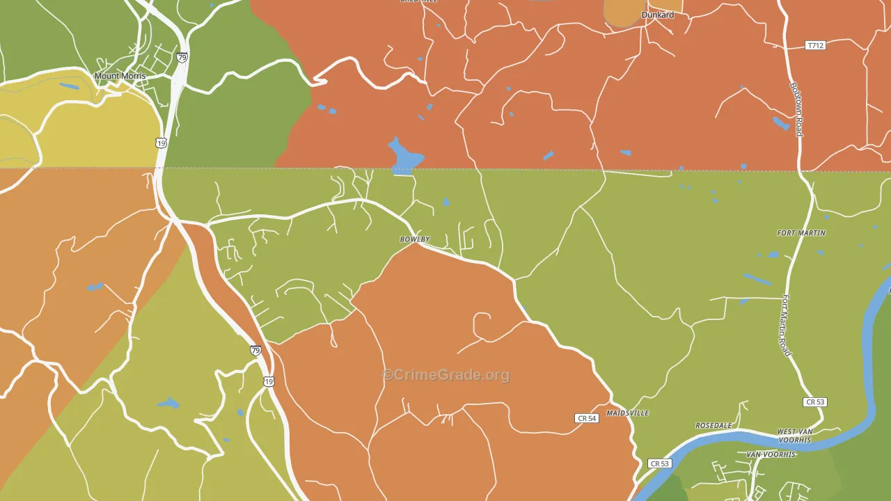 Bowlby, WV Map of Theft Rates