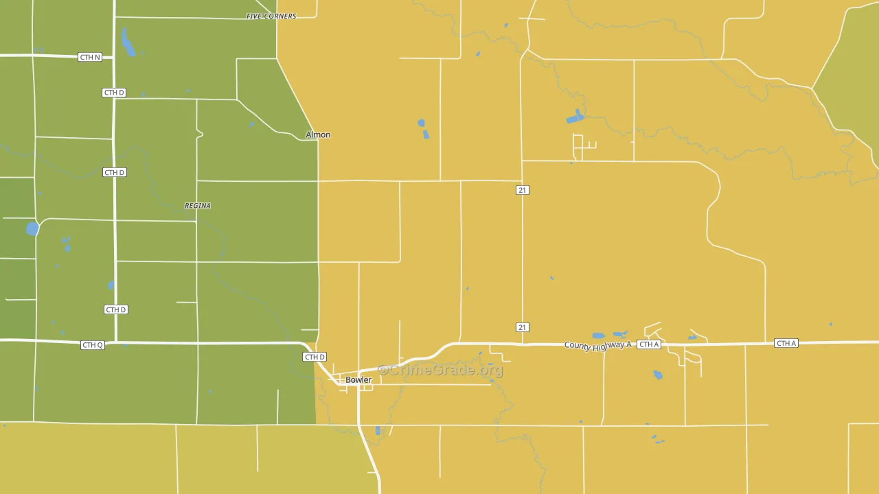 Bowler, WI Map of Theft Rates