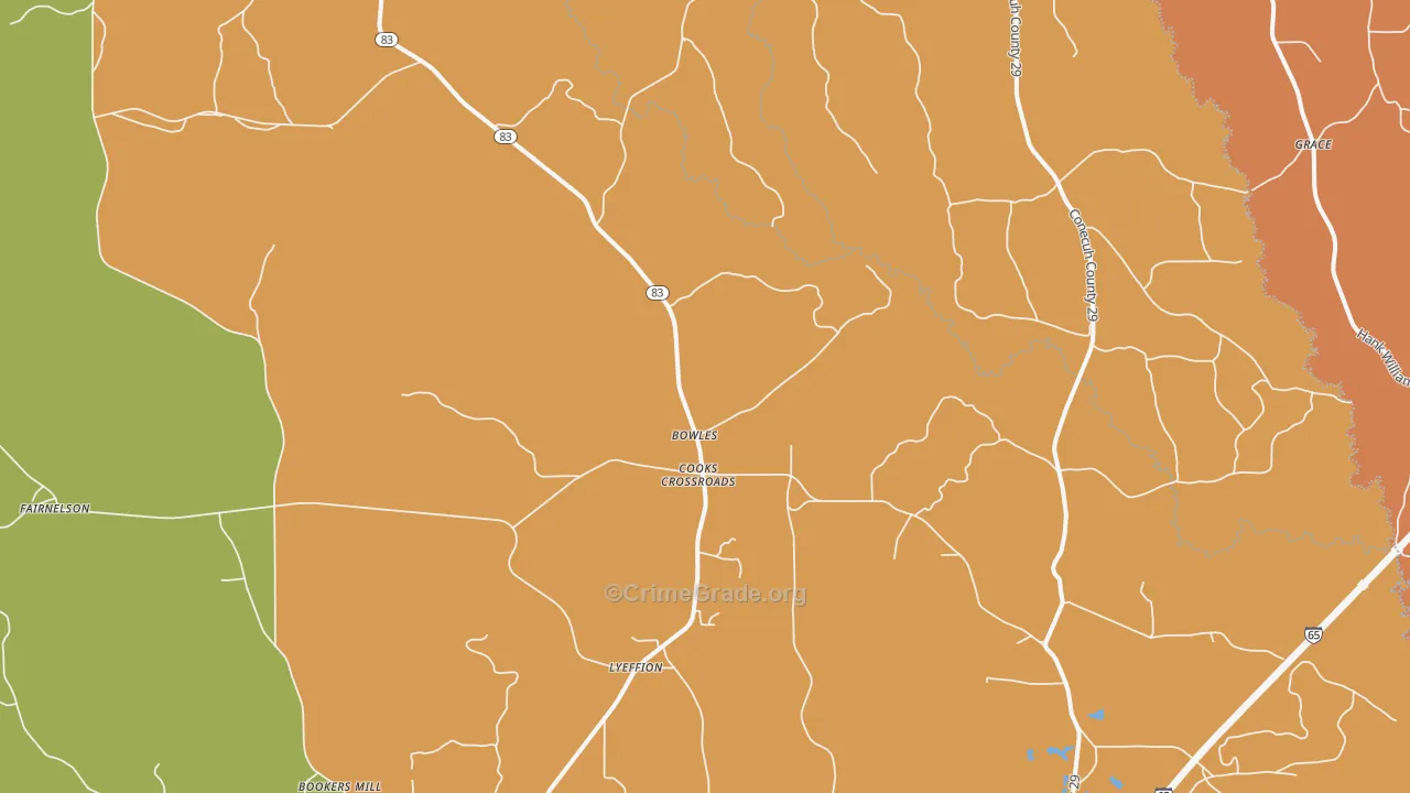 Bowles, AL Map of Theft Rates