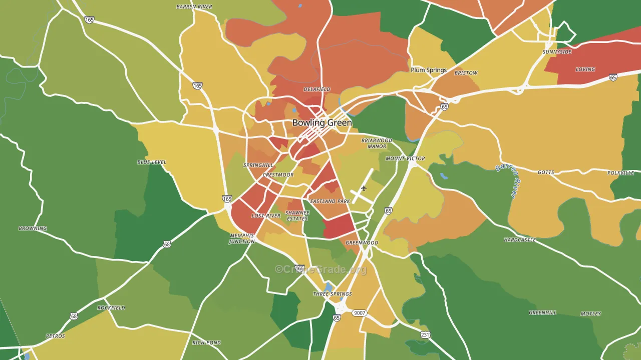 Bowling Green, KY Map of Theft Rates