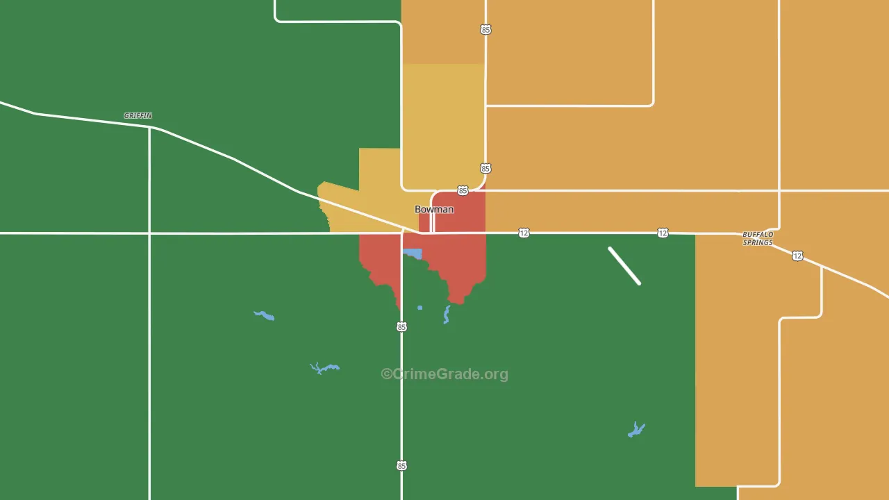 Bowman County, ND Map of Theft Rates