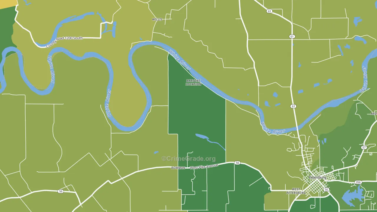 Bowman, IN Map of Theft Rates