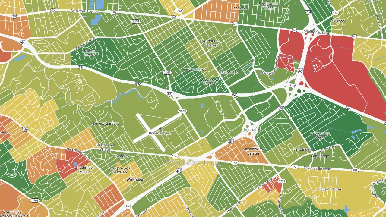 Bowman, Louisville, KY Map of Theft Rates