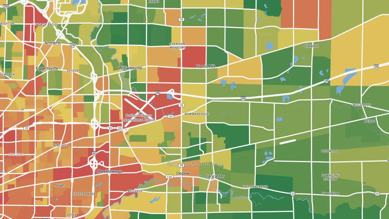Bowmansville, NY Map of Theft Rates