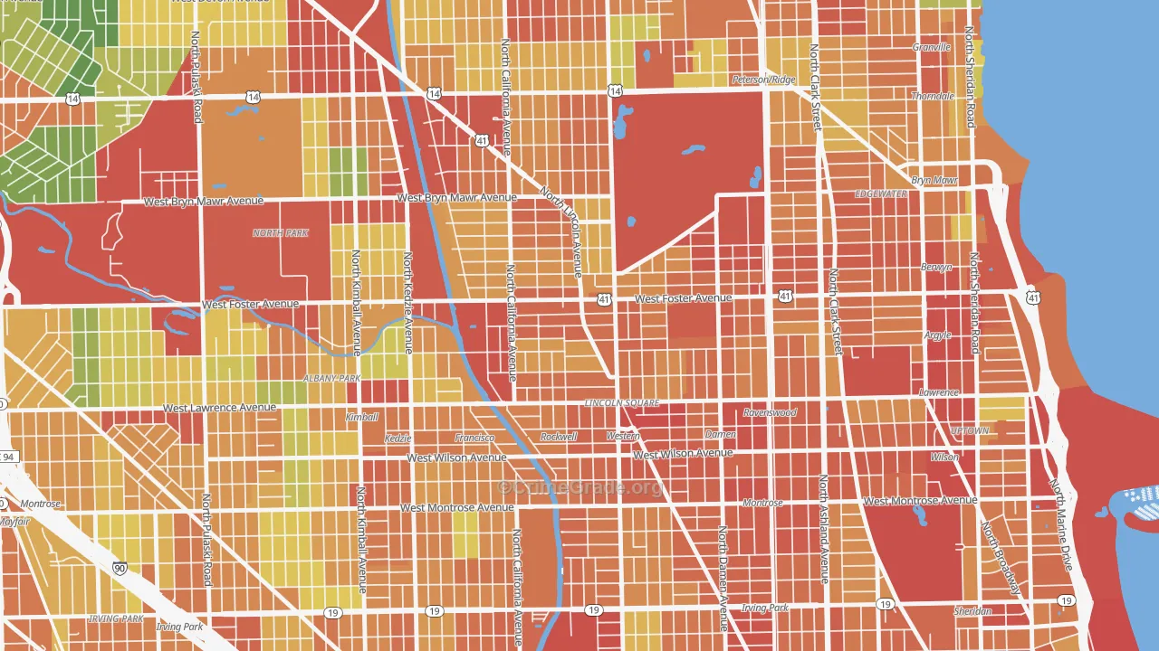 Bowmanville, Chicago, IL Map of Theft Rates