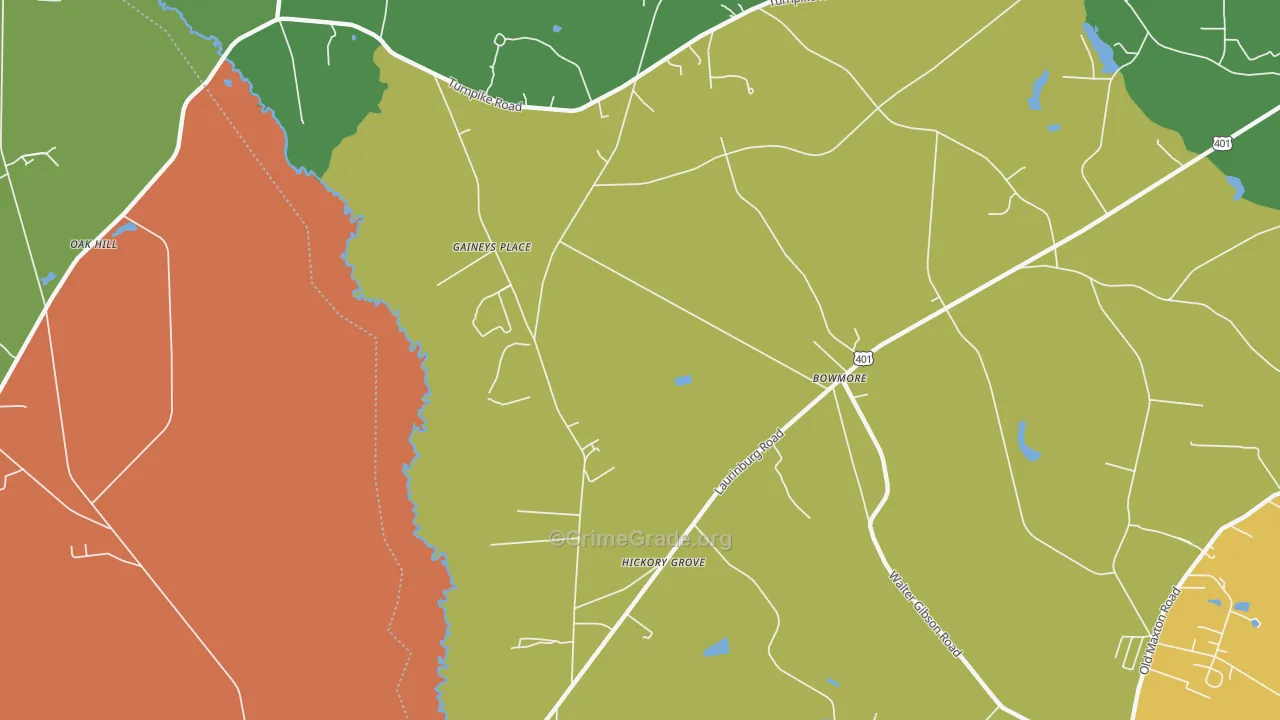 Bowmore, NC Map of Theft Rates