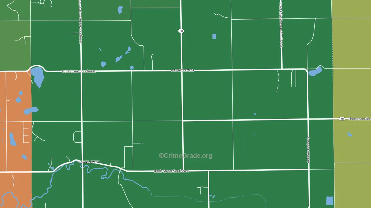 Bowne Center, MI Map of Theft Rates