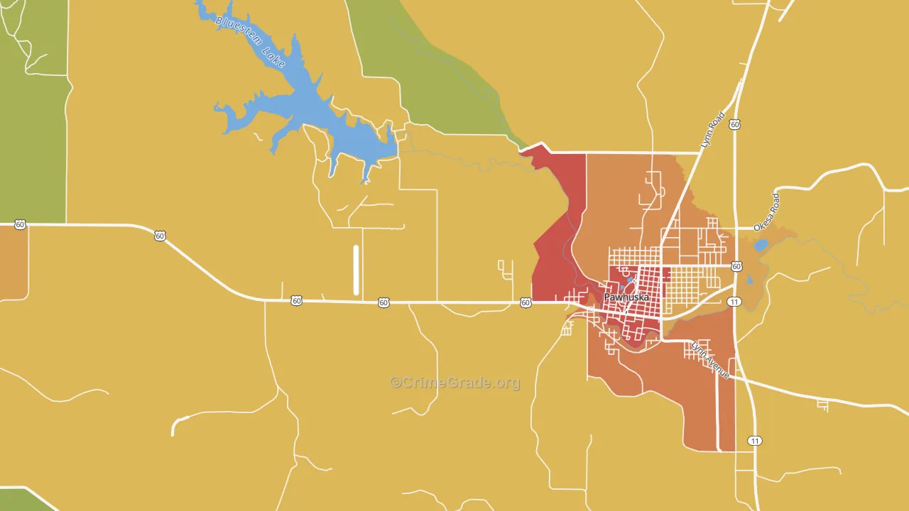 Bowring, OK Map of Theft Rates