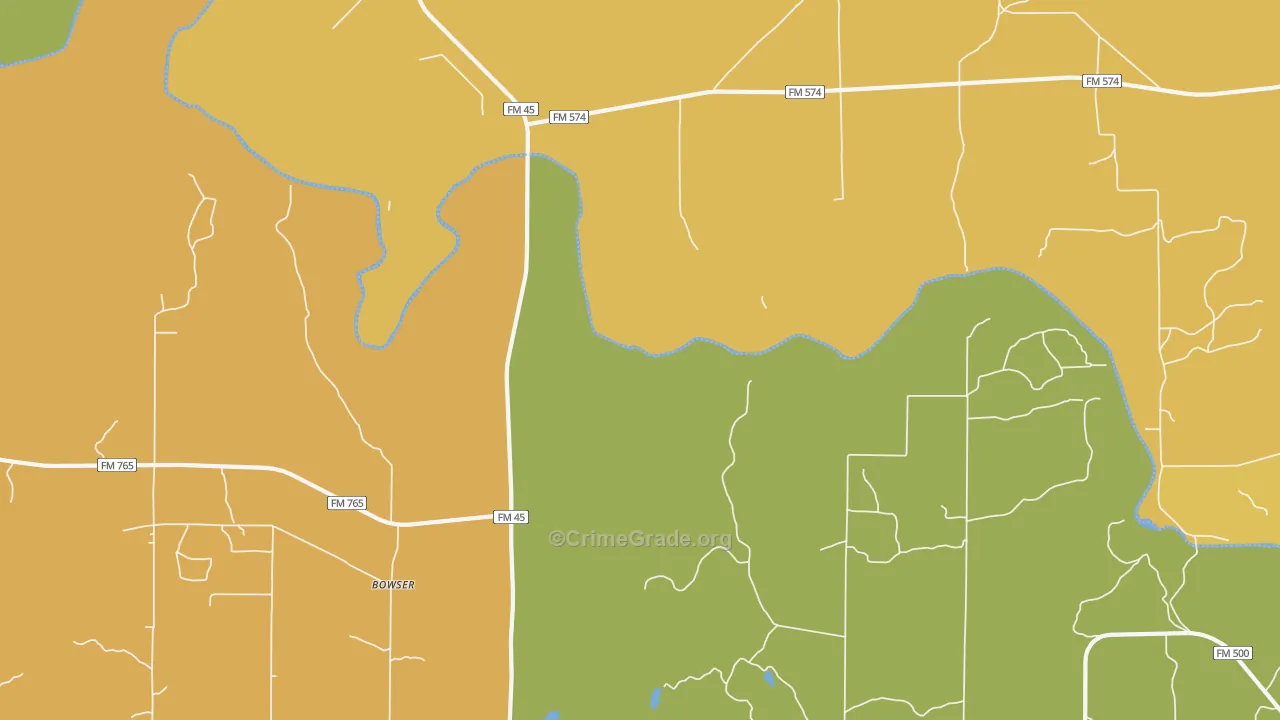 Bowser, TX Map of Theft Rates