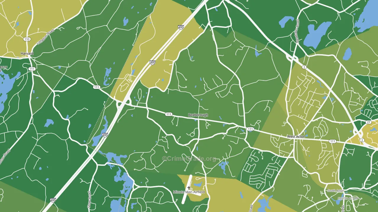 Boxborough, MA Map of Theft Rates