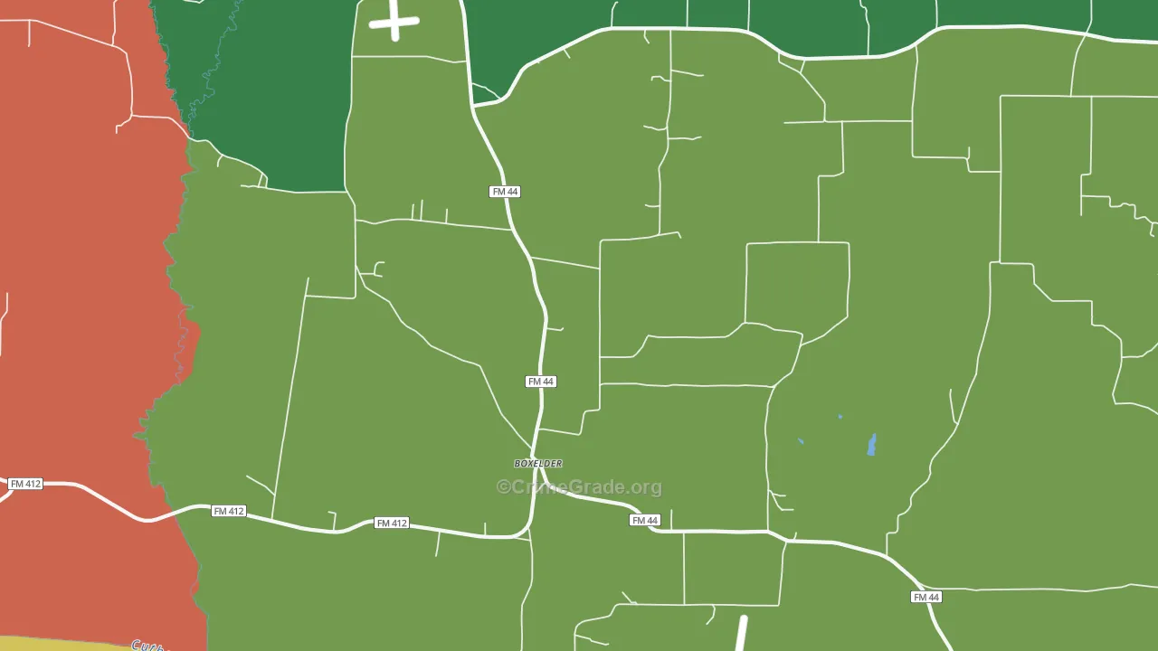 Boxelder, TX Map of Theft Rates