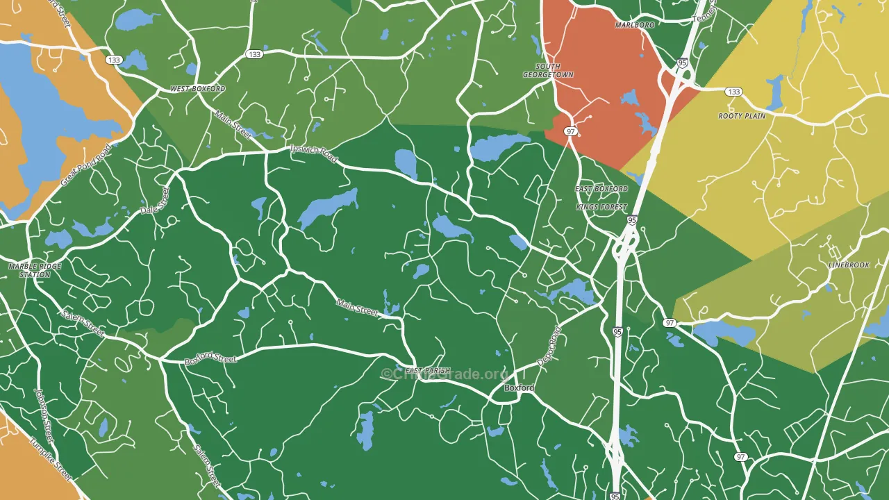 Boxford, MA Map of Theft Rates
