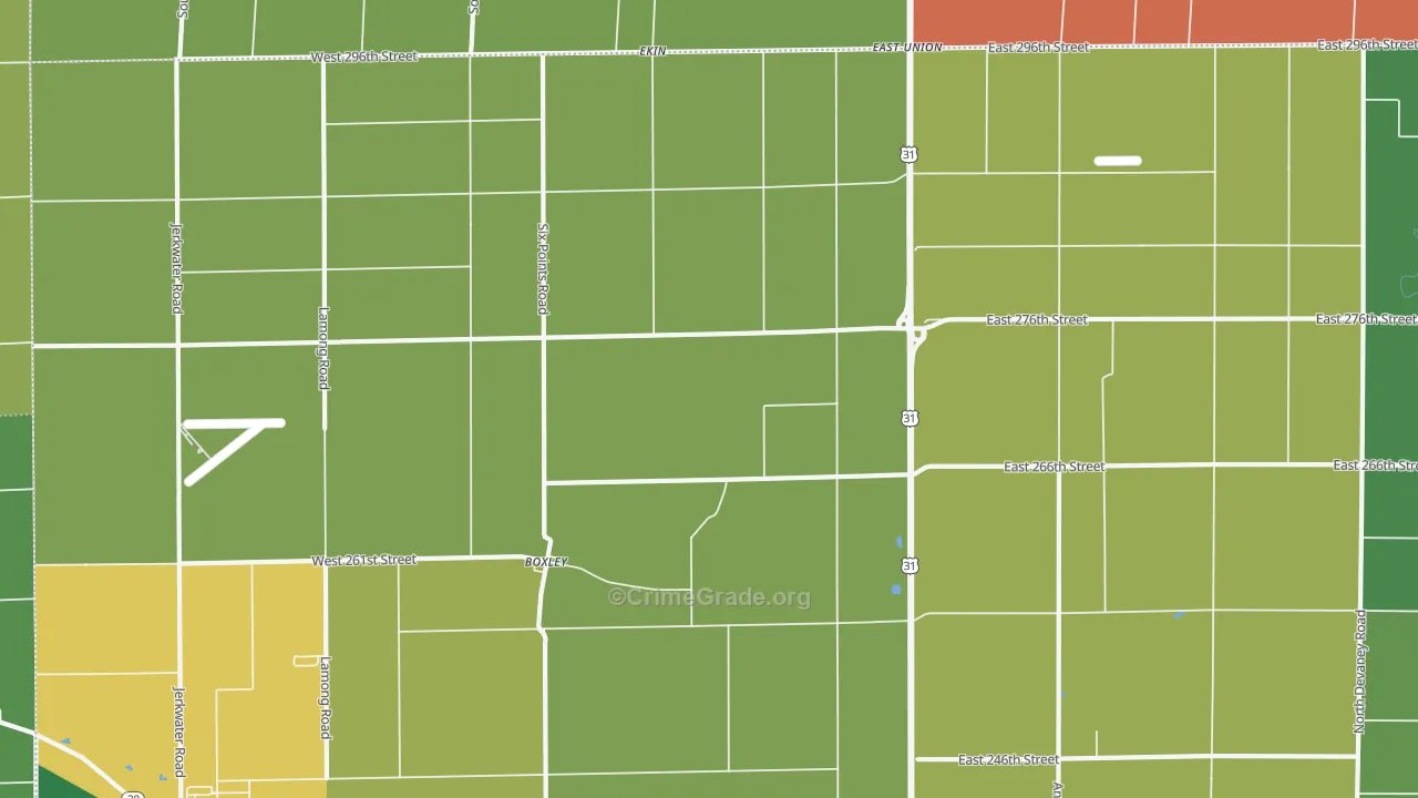 Boxley, IN Map of Theft Rates