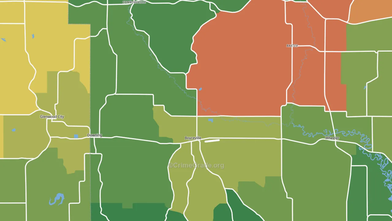 Boyceville, WI Map of Theft Rates