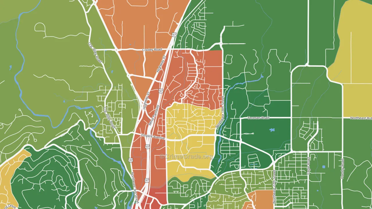 Boyd Acres, Bend, OR Map of Theft Rates