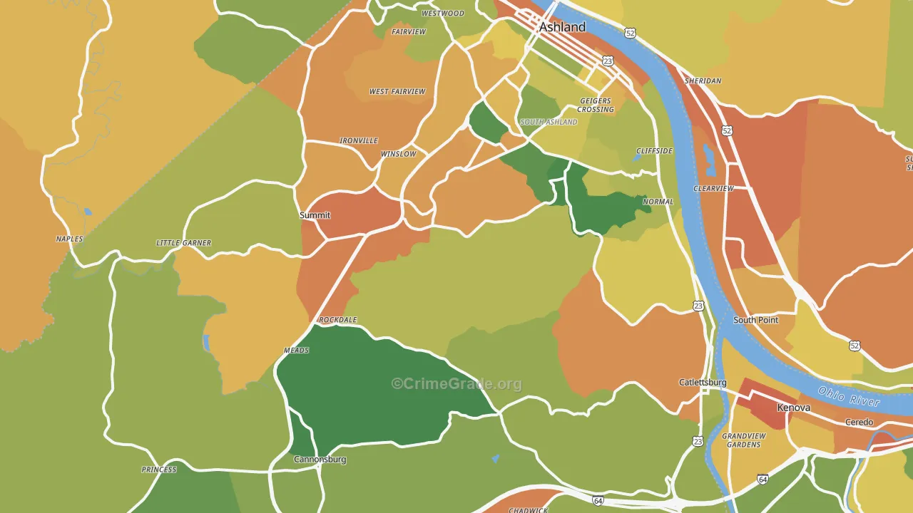 Boyd County, KY Map of Theft Rates