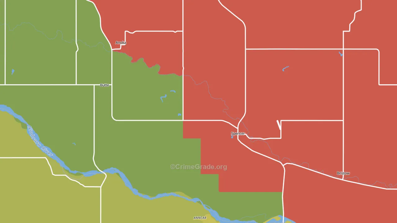 Boyd County, NE Map of Theft Rates