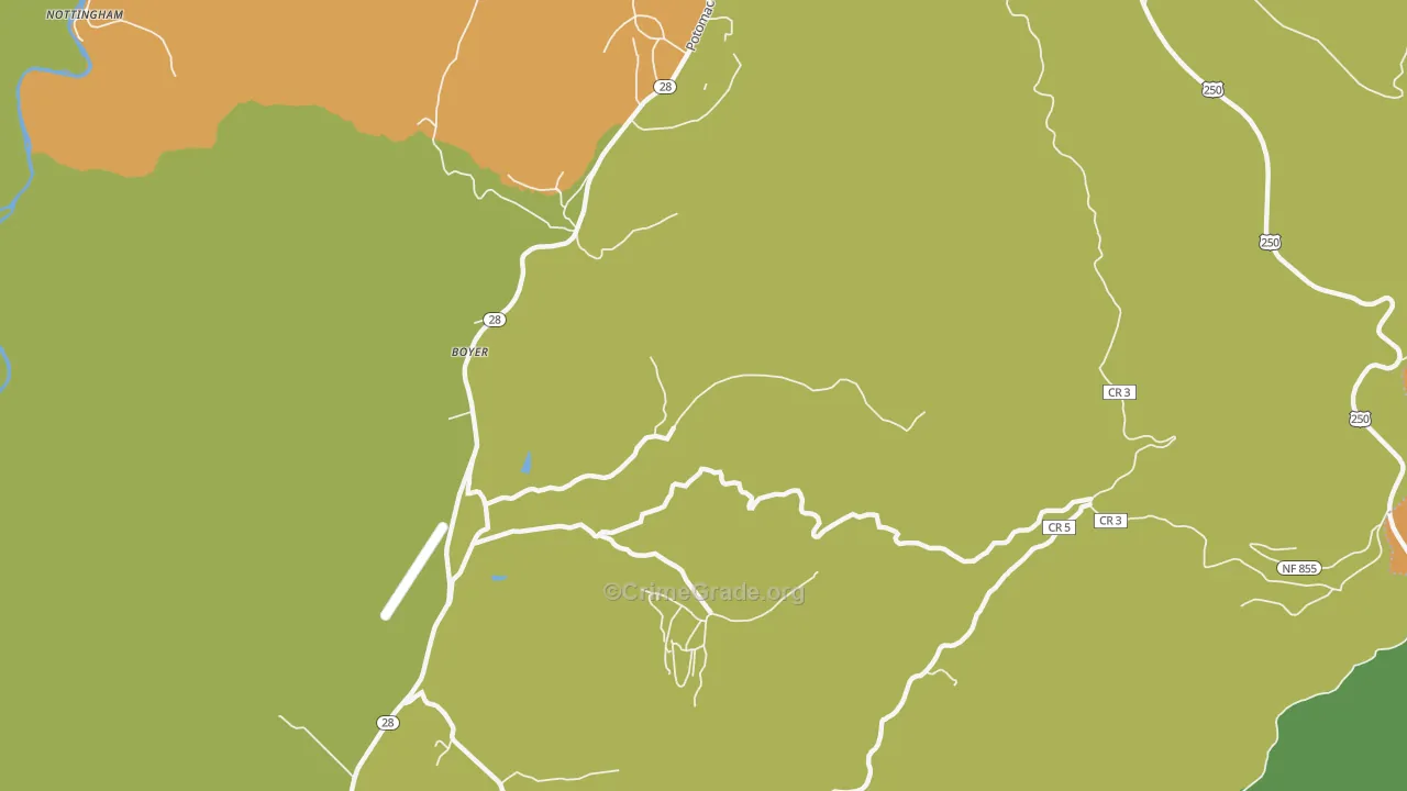 Boyer, WV Map of Theft Rates
