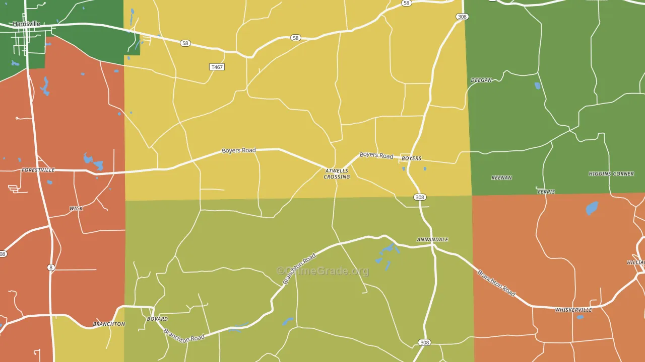Boyers, PA Map of Theft Rates