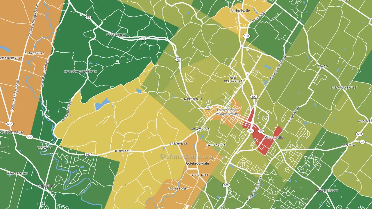 Boyertown, PA Map of Theft Rates